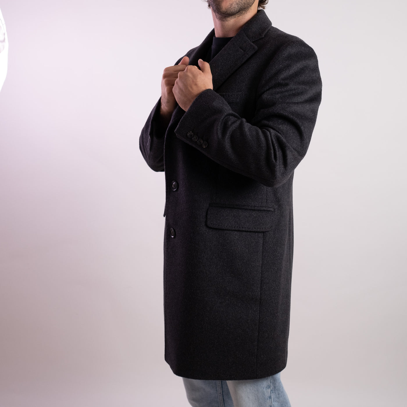 Cappotto Uomo in puro cashmere grigio scuro