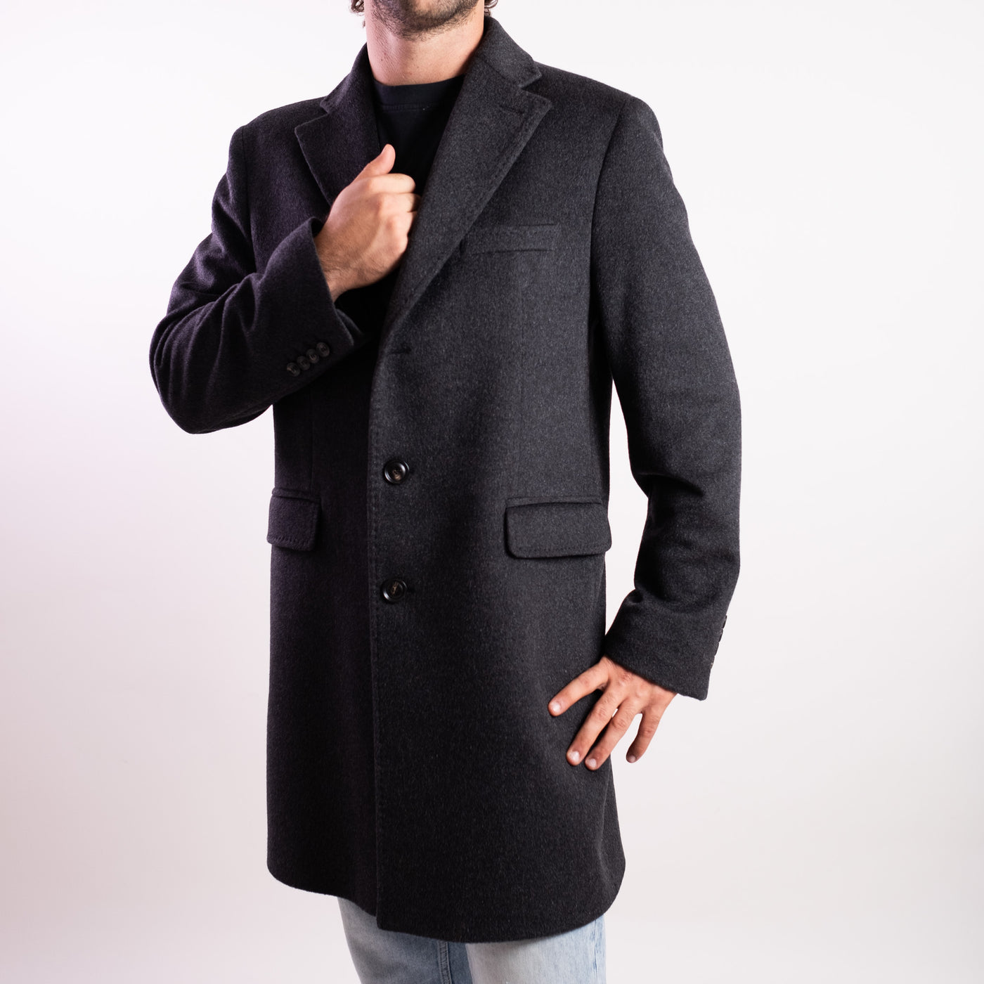 Cappotto Uomo in puro cashmere grigio scuro