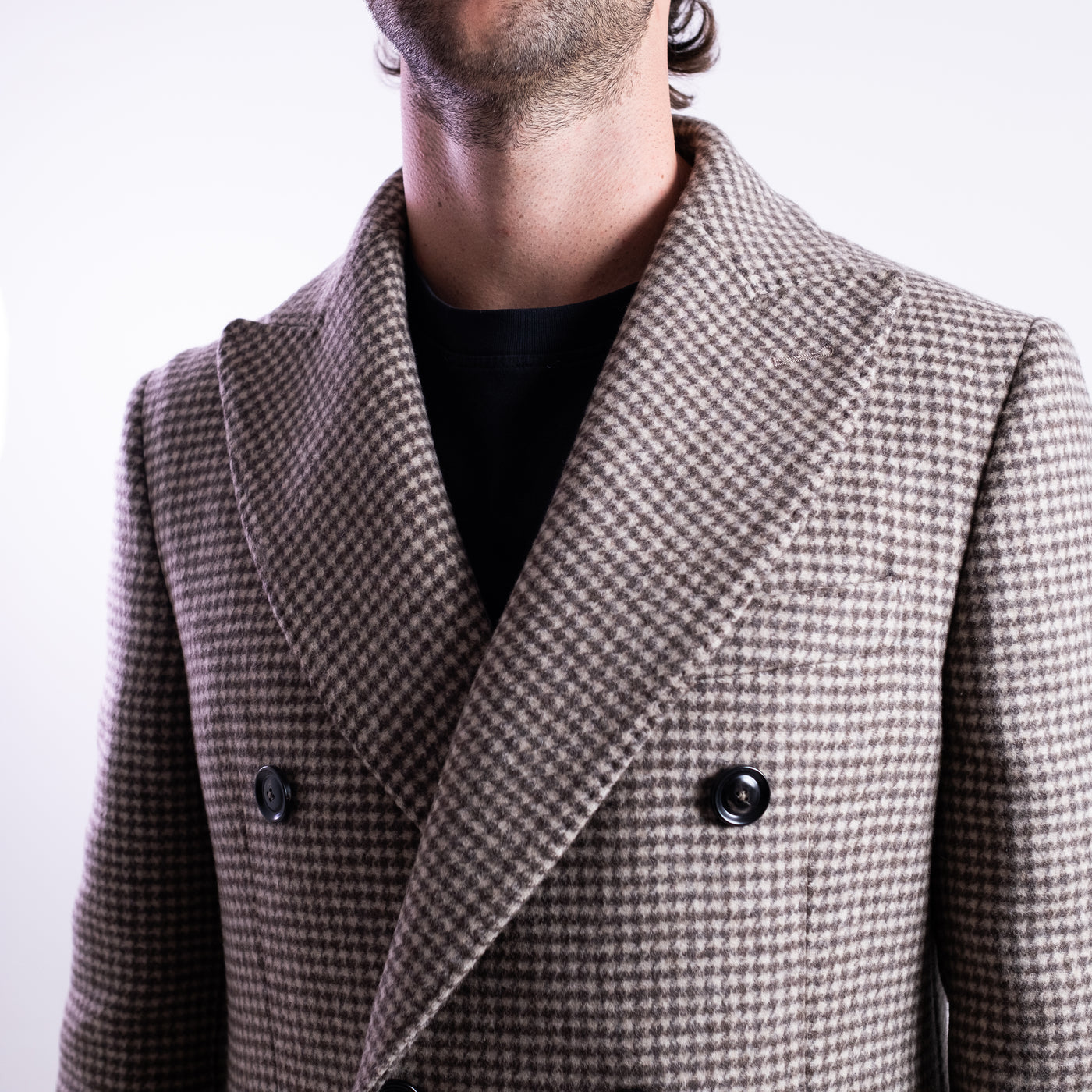 Cappotto Uomo in misto lana marrone dettaglio