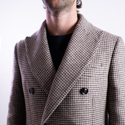 Cappotto Uomo in misto lana marrone dettaglio