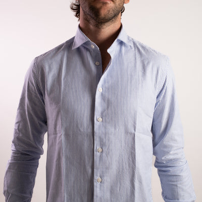 Camicia Uomo a righe celeste/bianco