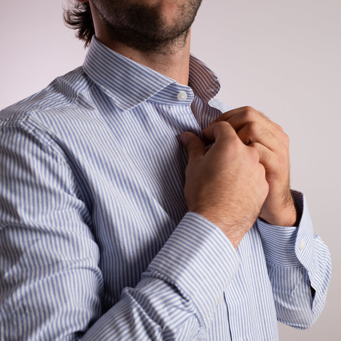 Camicia Uomo a righe celeste/bianco 