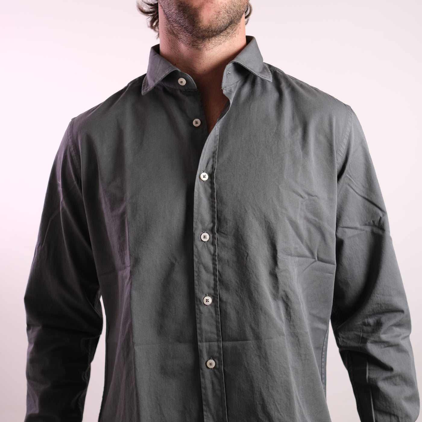 Camicia Uomo in tinta unita grigia