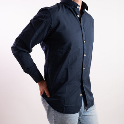 Camicia Uomo in tinta unita navy