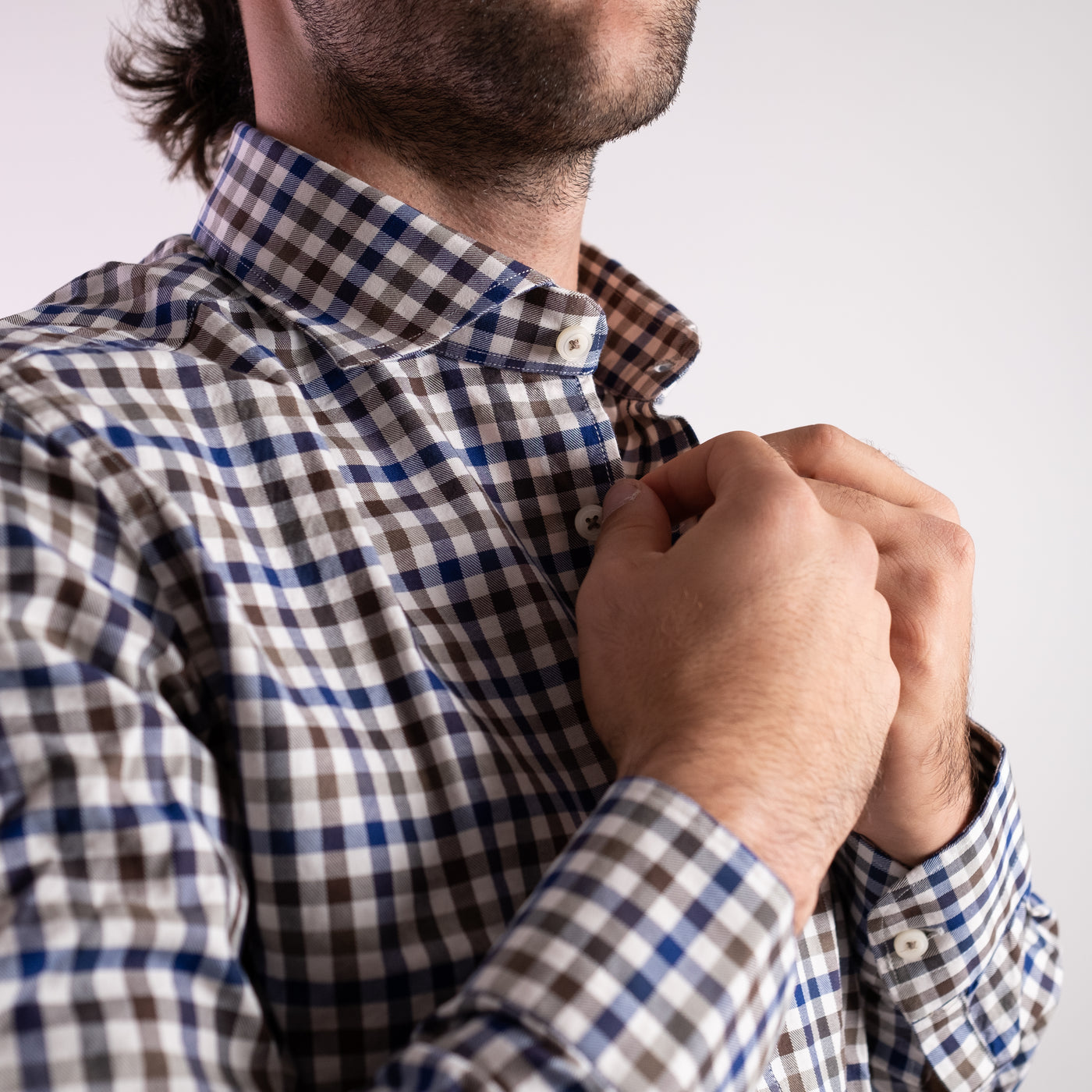 Camicia Uomo a quadri multicolor dettaglio