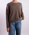 Maglia girocollo Donna in cashmere marrone