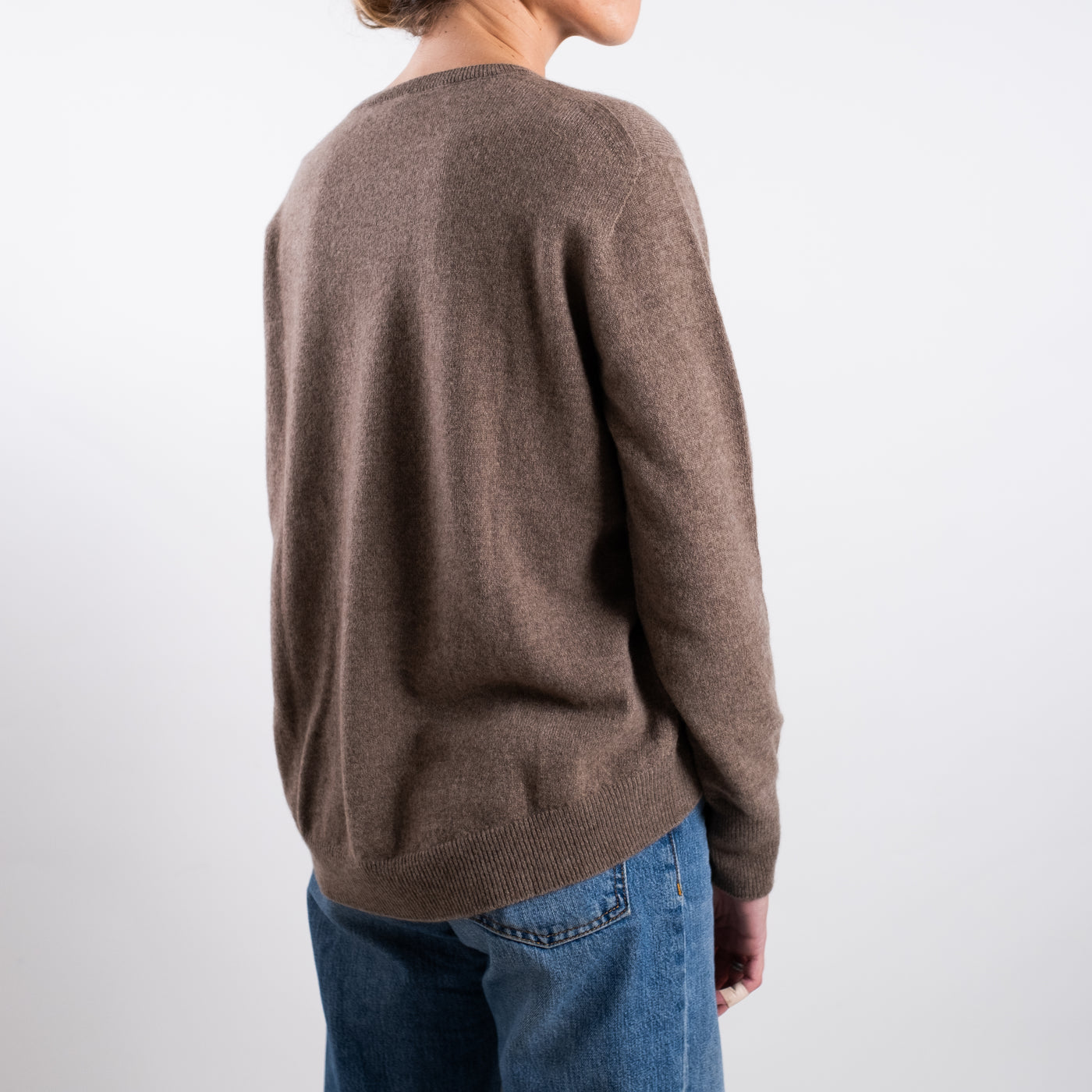 Maglia girocollo Donna in cashmere marrone retro
