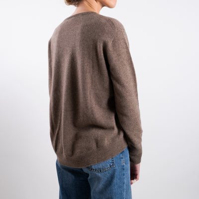 Maglia girocollo Donna in cashmere marrone retro
