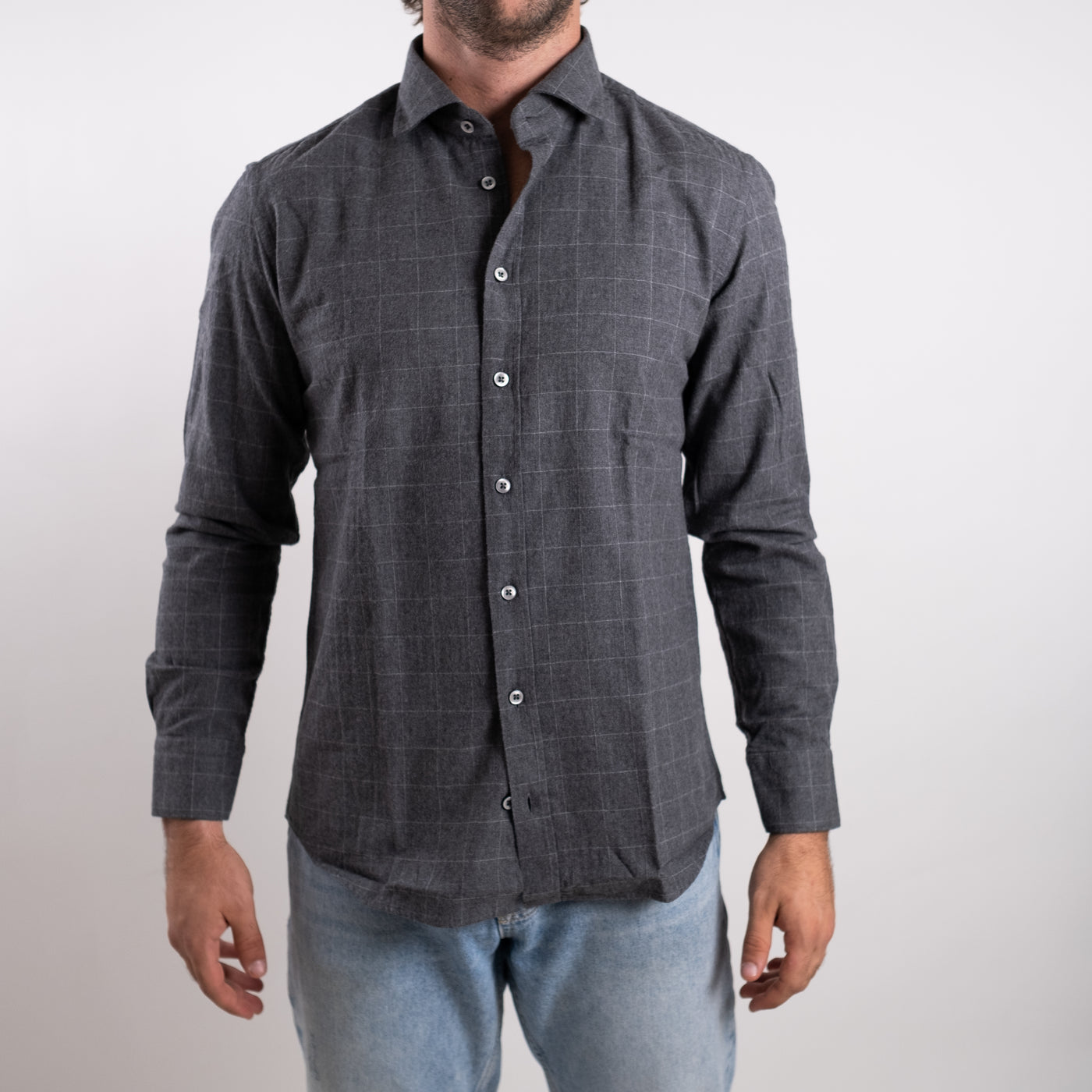 Camicia grigia Uomo a quadri ampi