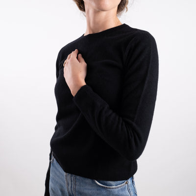 Maglia Donna dettagli a coste Nero 