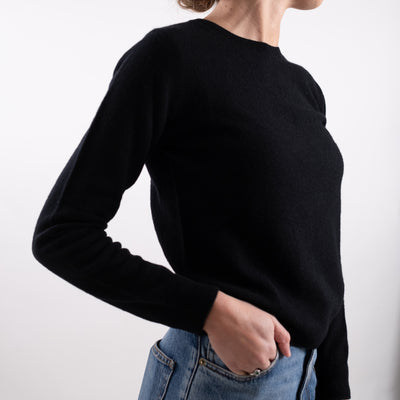 Maglia Donna dettagli a coste Nero