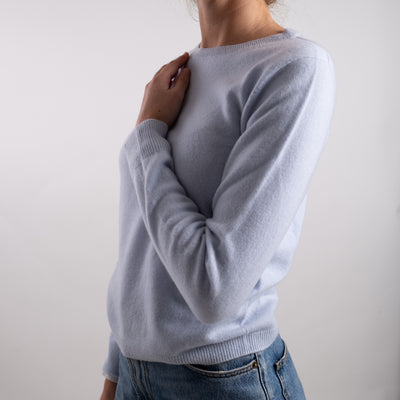 Maglia Donna celeste dettagli a coste