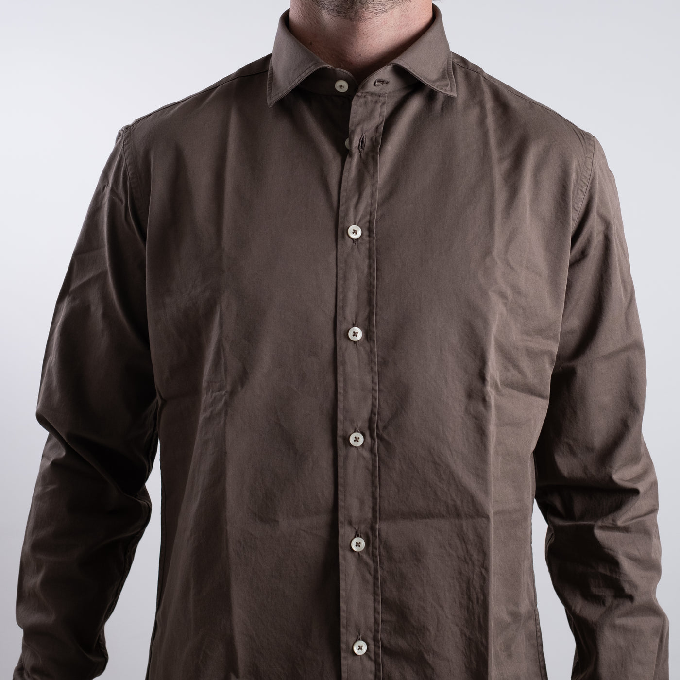 Camicia Uomo in tinta unita marrone