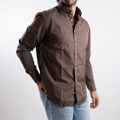 Camicia Uomo in tinta unita marrone