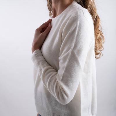 Maglia girocollo Donna in cashmere bianco