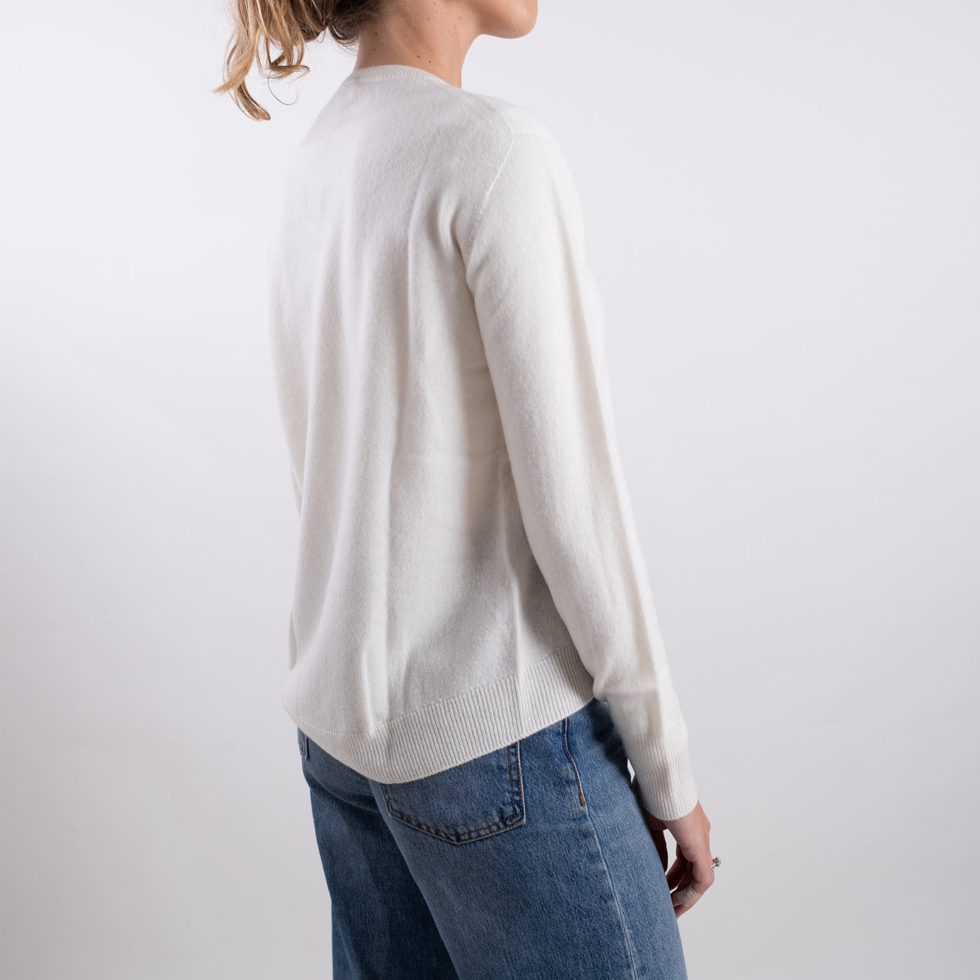 Maglia girocollo Donna in cashmere bianco retro