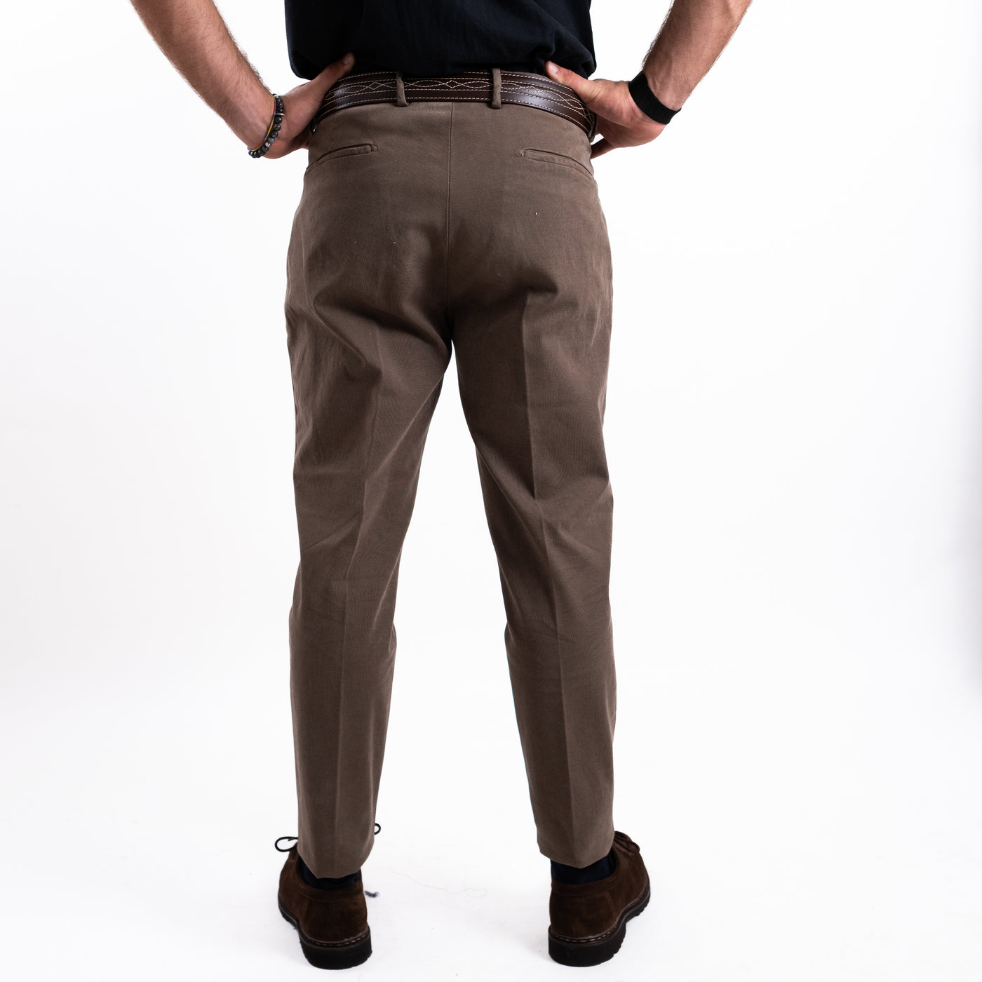 Pantalone Tiberio Uomo con piega marrone modello retro