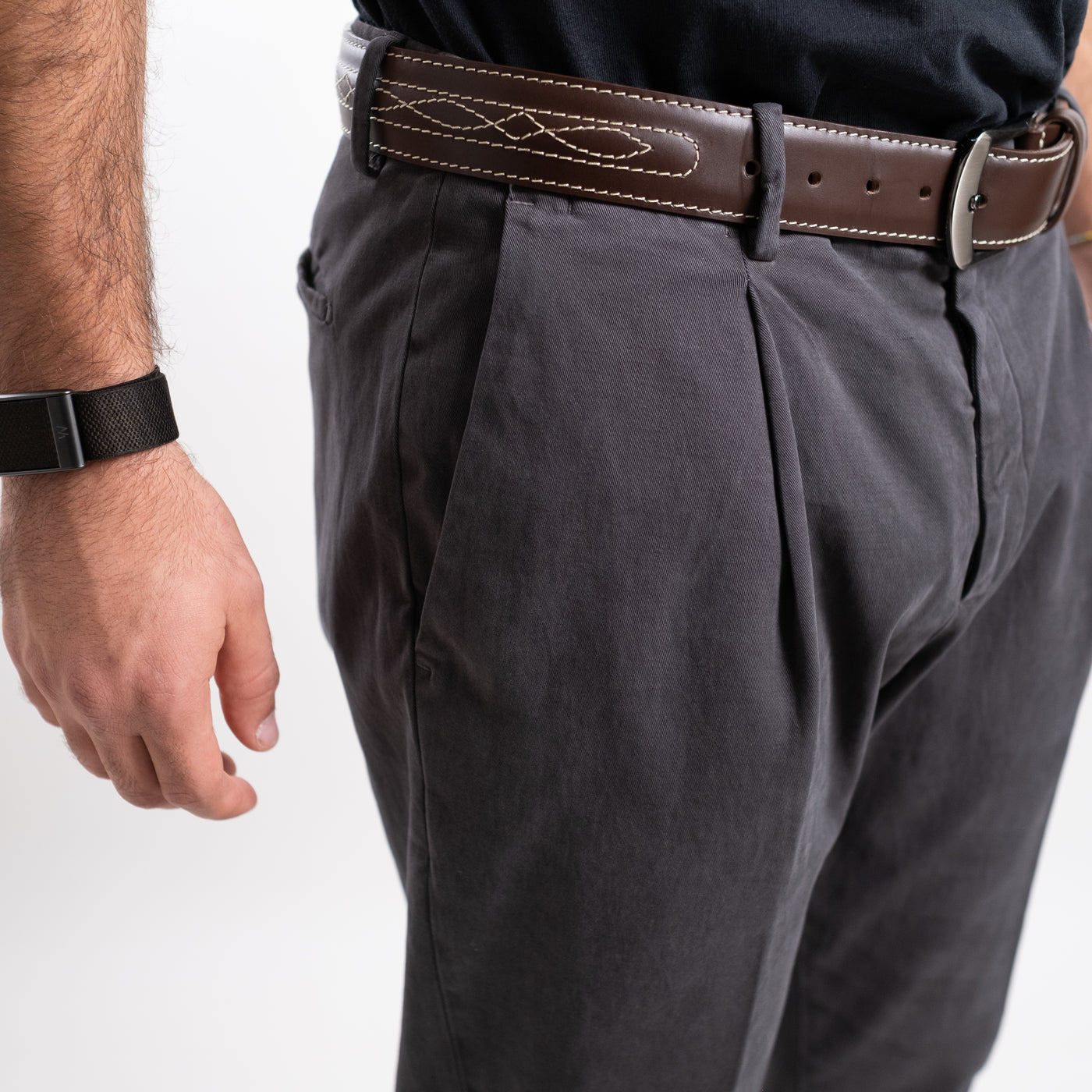 Pantalone Tiberio Uomo con piega grigio dettaglio