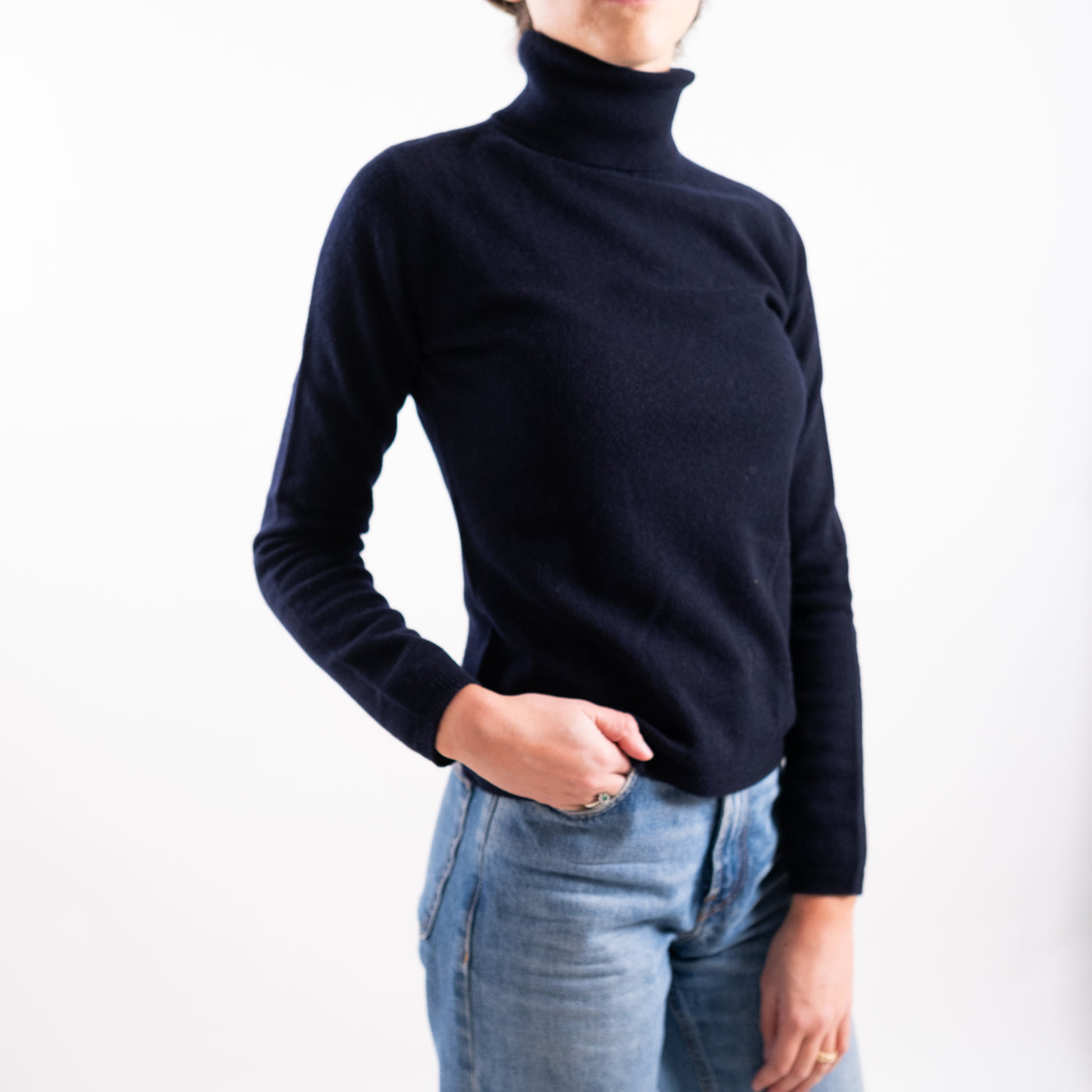 Maglia Donna a collo alto blu scuro