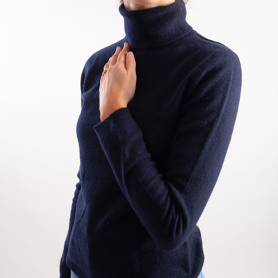 Maglia Donna a collo alto blu scuro