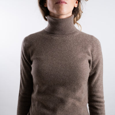 Maglia Donna a collo alto marrone