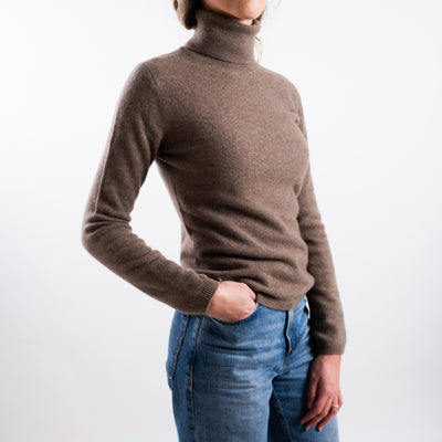 Maglia Donna a collo alto marrone