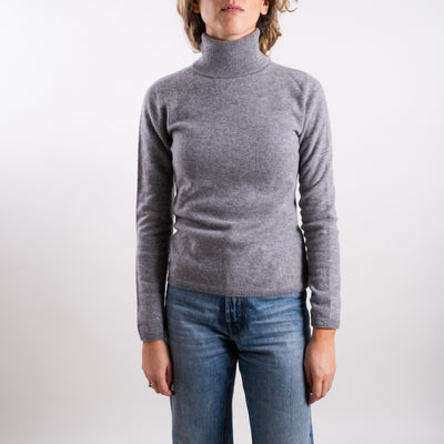 Maglia Donna a collo alto grigio modella frontale