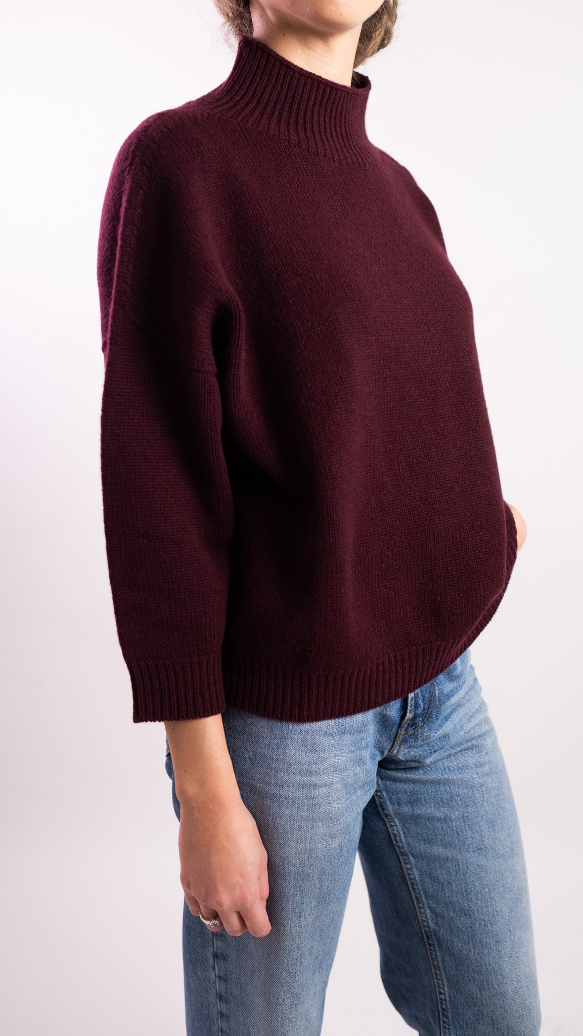 Maglia Donna in misto cashmere bordeaux