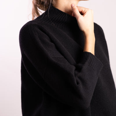 Maglia Donna in misto cashmere nero dettaglio