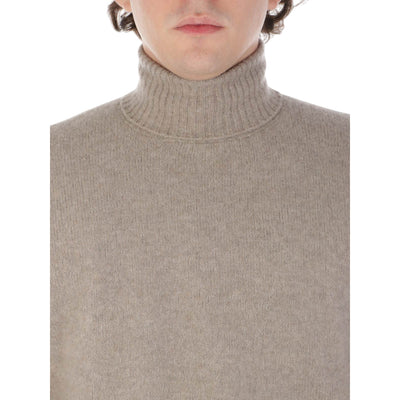 Dolcevita Uomo in tinta unita beige dettaglio collo