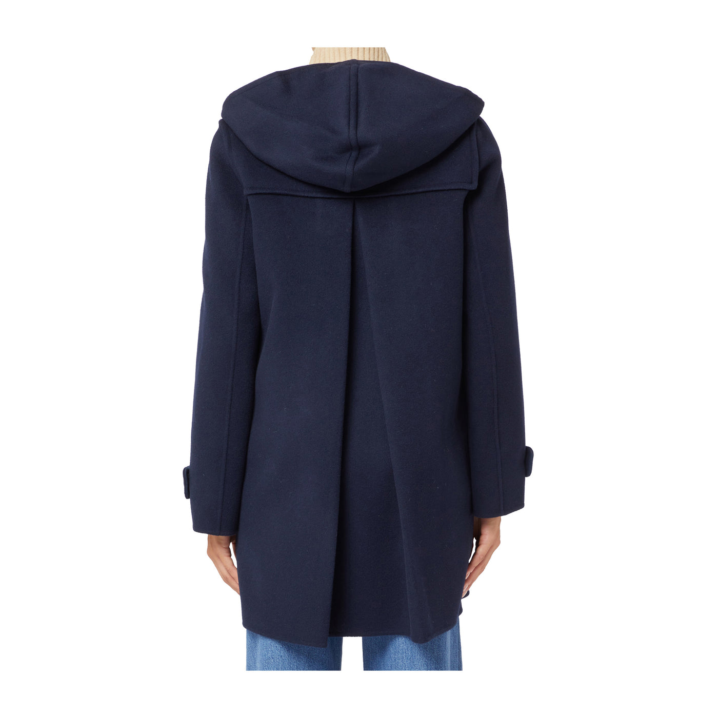 Cappotto Donna Blu con chiusura doppiopetto e cappuccio