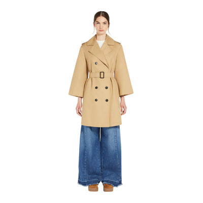 Trench Donna Elodia doppiopetto beige modella frontale