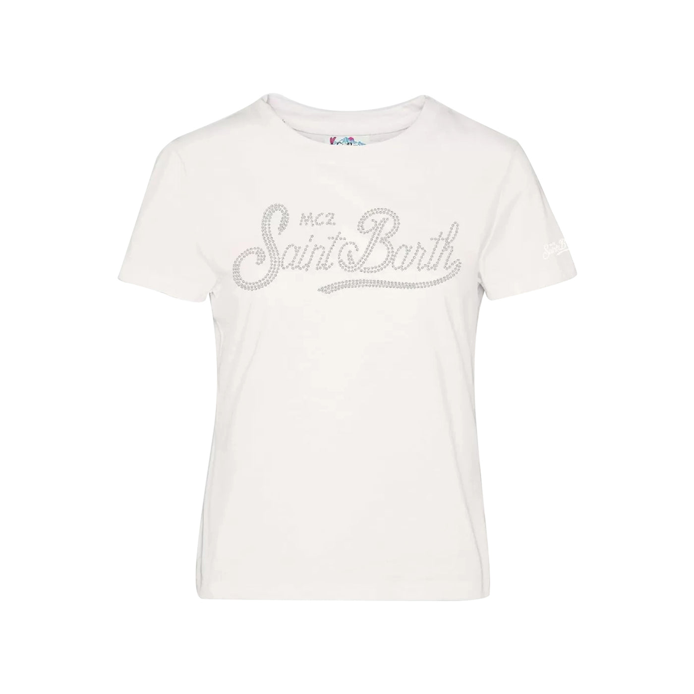 T-shirt Donna a mezza manica con strass decorativi 