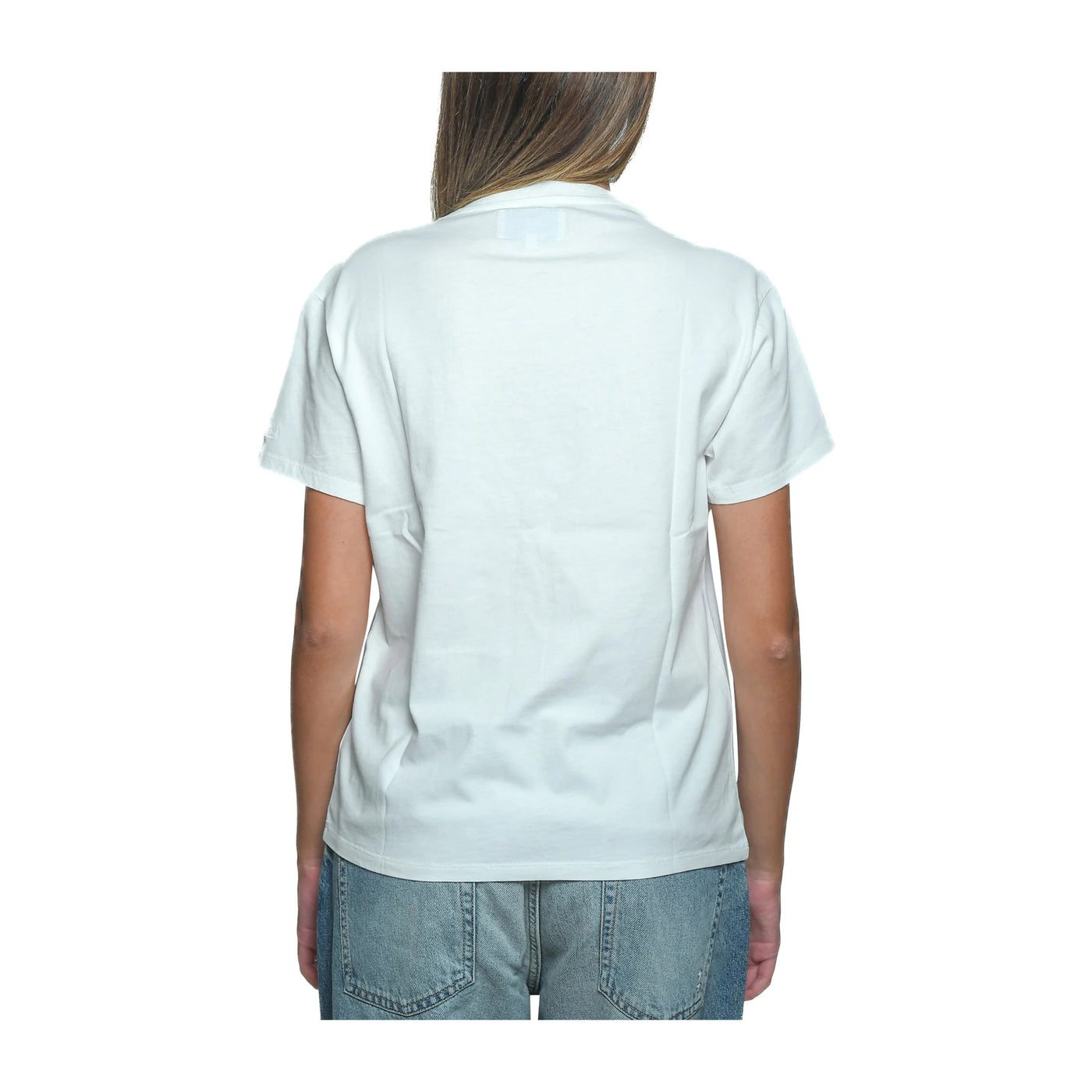 T-shirt Donna Bianca, in cotone girocollo con ricamo "Maracaibo"