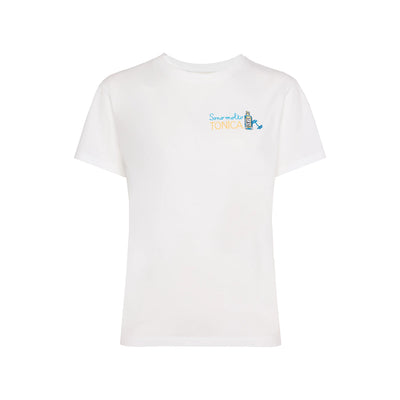 T-shirt Emilie Bianca da donna con scritta ricamata