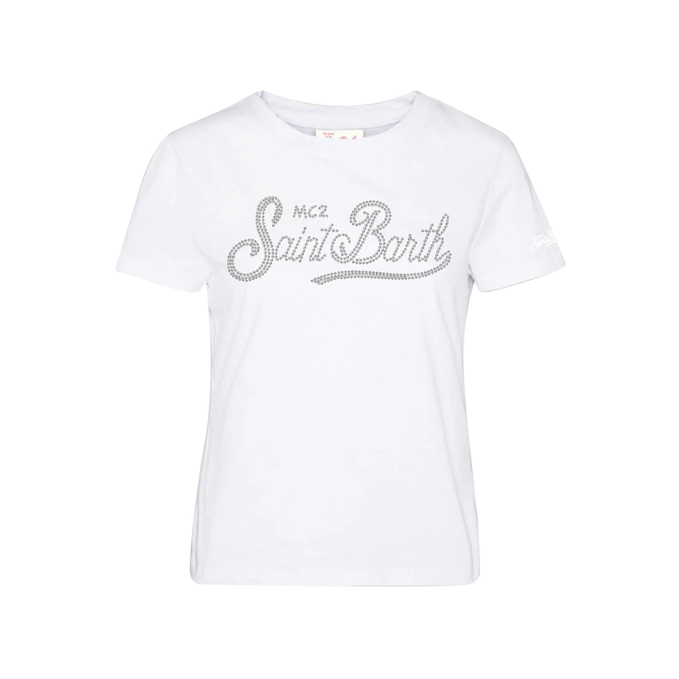 T-shirt Emilie Bianca da donna con logo con strass