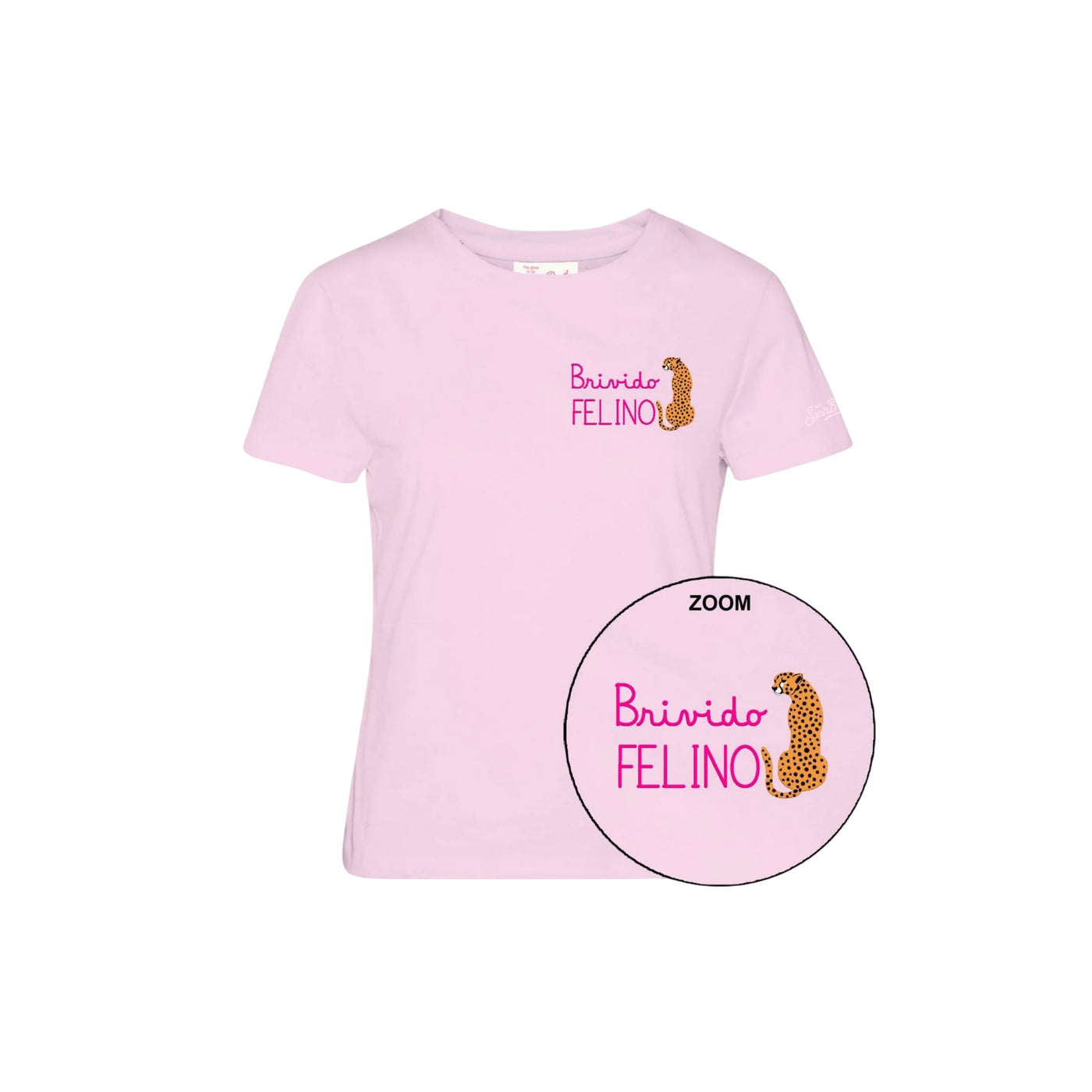 T-shirt Emile Donna Rosa con stampa "Brivido Felino"