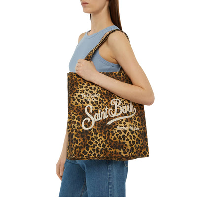 Borsa Essential Donna in cotone animalier su modella