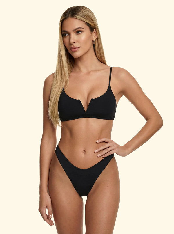 Bikini Donna F**K Top Fisso con Ferretto e Slip Americano Fisso Nero FK00SW1805
