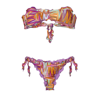 Costume Donna fascia e slip fantasia astratta multi