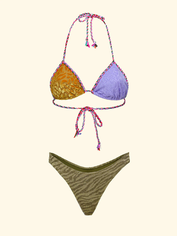 Bikini Donna F**K Triangolo con Slip Americano Fisso Multicolor FK26SW0150