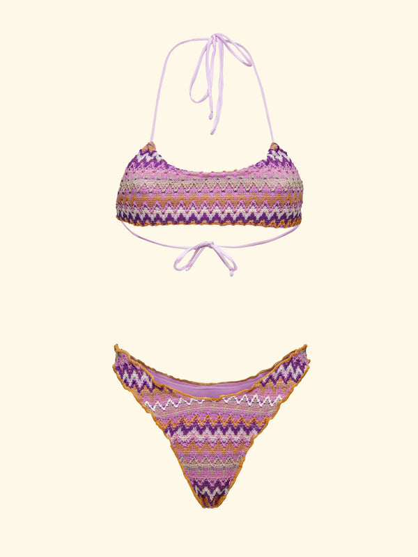 Bikini Donna F**K Top Regolabile con Slip Americano Fisso Multicolor FK26SW0295