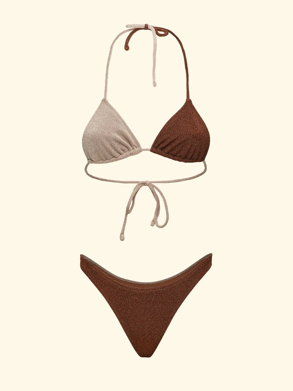 Bikini Donna F**K Triangolo con Slip Americano Fisso Marrone SW1110‑BN