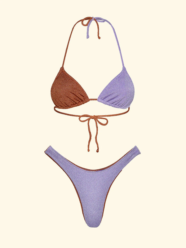 Bikini Donna F**K Triangolo con Slip Americano Fisso Lilla e Rame FK26SW1110LC