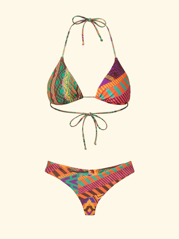 Bikini Donna F**K Triangolo con Slip Americano Fisso Fantasia