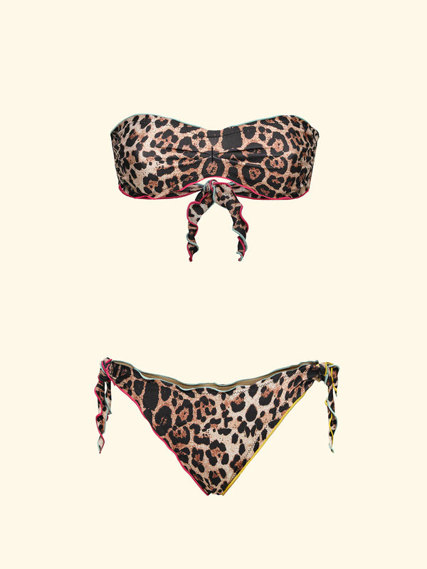 Bikini Donna F**K Fascia con Slip Regolabile Fantasia Leopardato