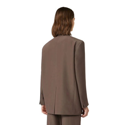 Giacca Over da Donna in misto cotone marrone modella retro