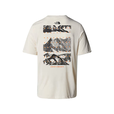 T-shirt Uomo Bianca Foundation Mountain stampata retro