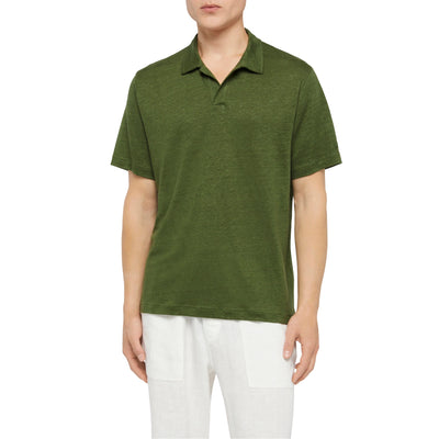 Polo Uomo Fraser senza bottoni Verde militare modello frontale