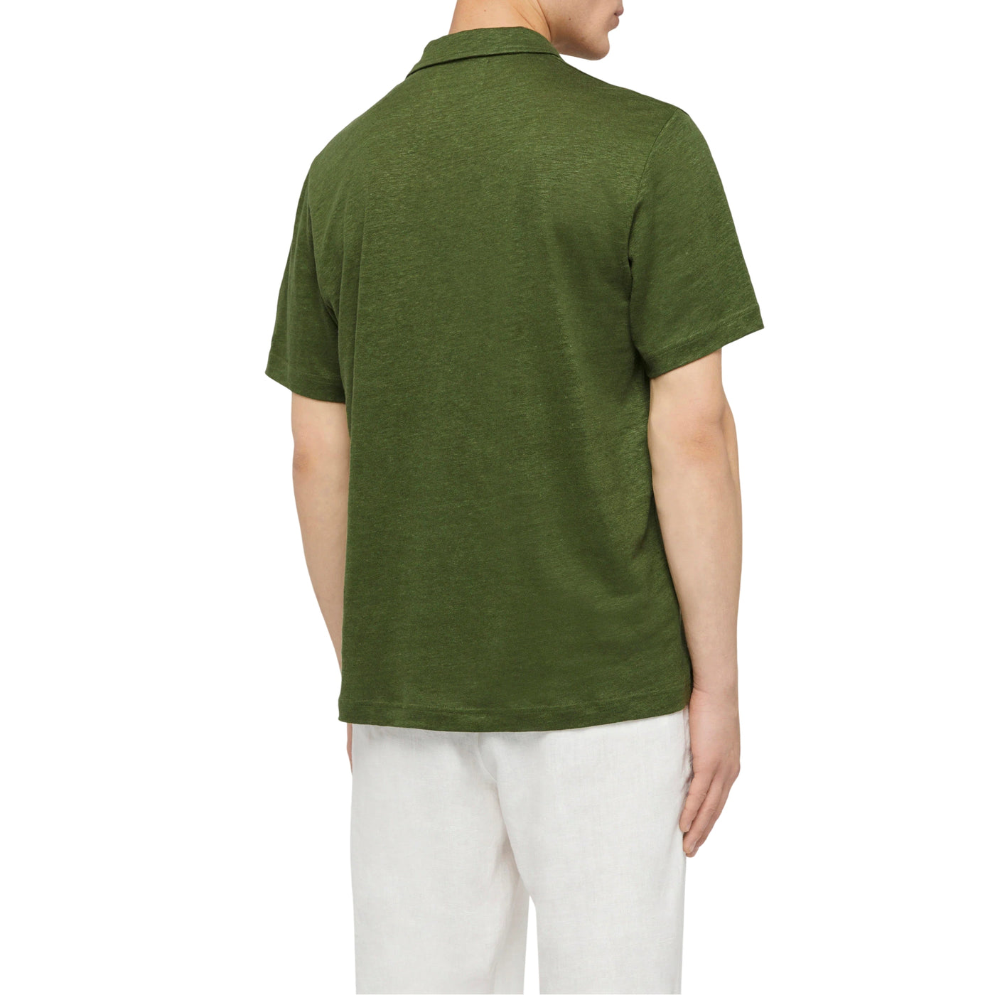 Polo Uomo Fraser senza bottoni Verde militare modello retro